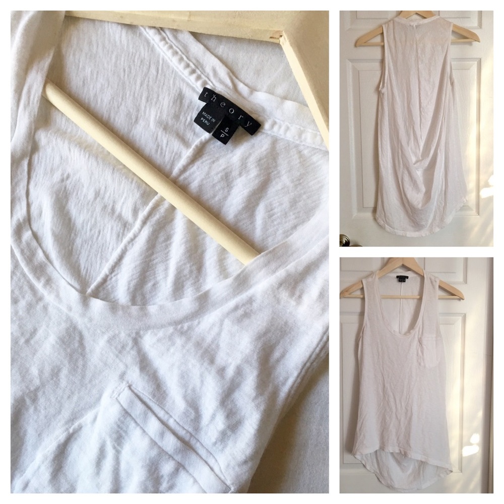 {Theory} Crisp 100% Peruvian Cotton Drape Tank Top